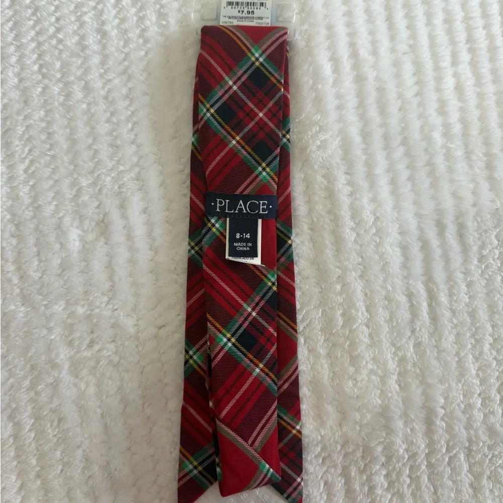 Children’s Place Boys Neck Tie Christmas Plaid Tartan NWT Size 8-14